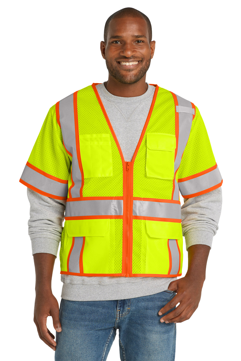 CornerStone® ANSI 107 Class 3 Surveyor Mesh Zippered Two-Tone Short Sleeve Vest